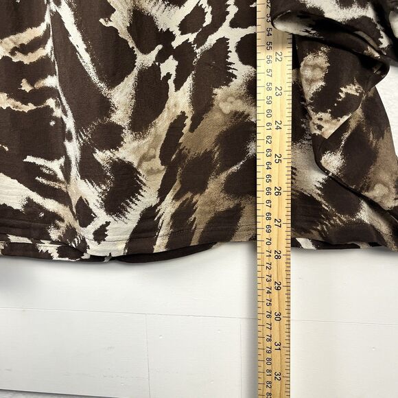 Saks Fifth Avenue 100% Silk Top Blouse Women Size 16 Retro Brown Dolman Sleeves - Picture 7 of 8